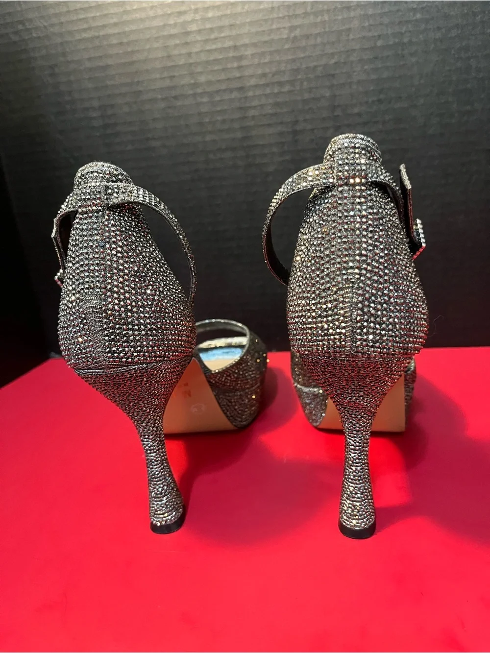 Jessica Simpson Silver Rhinestone Ankle-Strap Heels